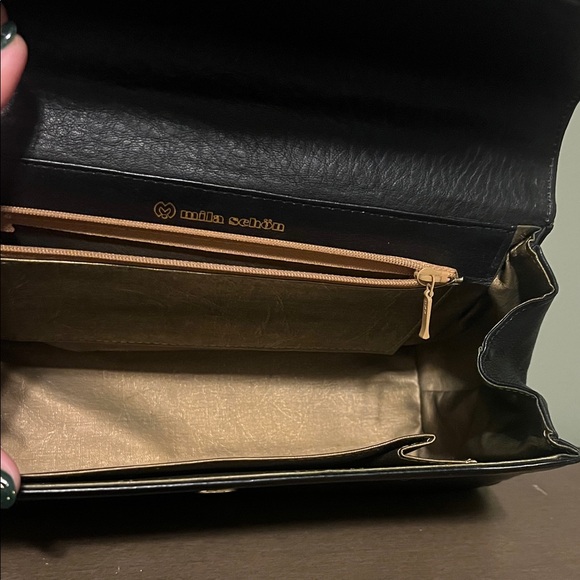 Mila Schon Black Leather Handbag - Picture 7 of 8